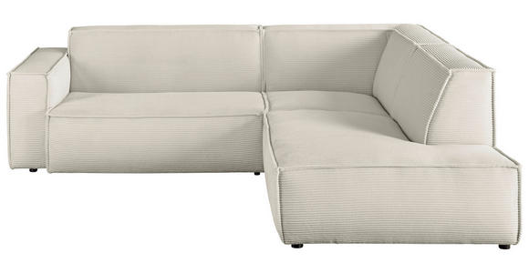 ECKSOFA Creme Cord  - Creme/Schwarz, KONVENTIONELL, Kunststoff/Textil (254/224cm) - Hom`in