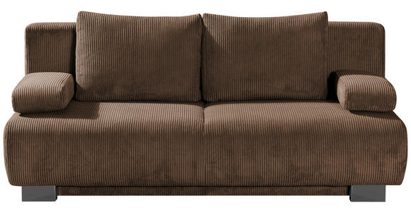 SCHLAFSOFA Rowan in Cord Dunkelbraun  - Dunkelbraun, KONVENTIONELL, Textil/Metall (196/89/94cm) - Novel