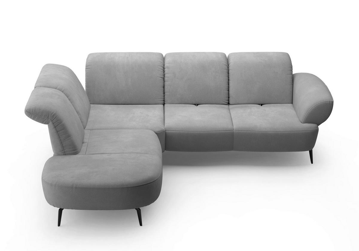 ECKSOFA in Flachgewebe Grau  - Schwarz/Grau, Modern, Textil/Metall (270/302cm) - Sit & More