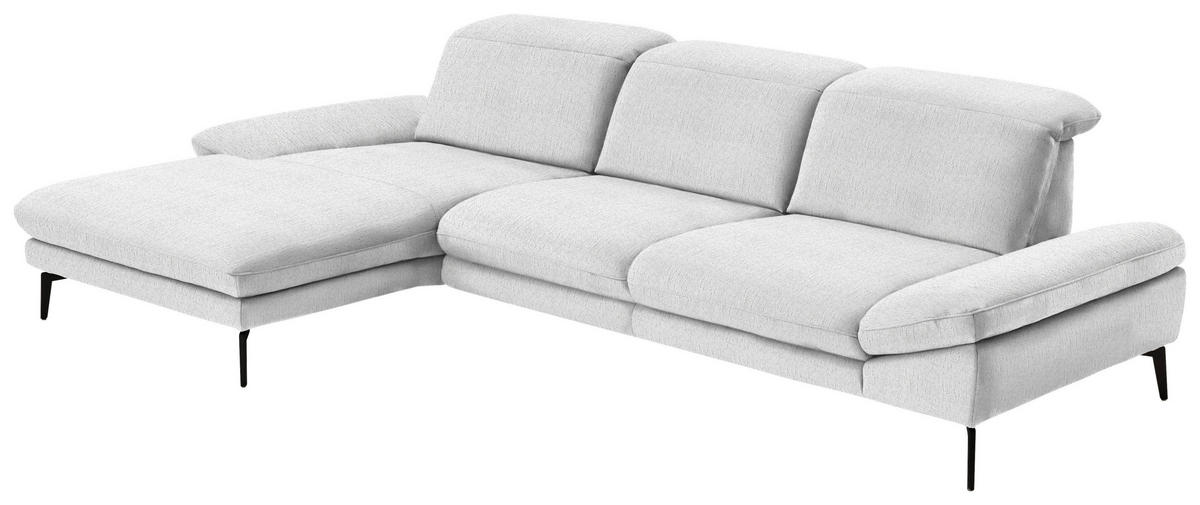 ECKSOFA in Chenille Weiss  - Weiss/Schwarz, Design, Textil/Metall (188/319cm) - Beldomo System
