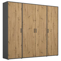 DREHTÜRENSCHRANK in Grau, Eiche Artisan  - Eiche Artisan/Grau, Modern, Holzwerkstoff/Kunststoff (187/194/53cm) - Rauch Möbel