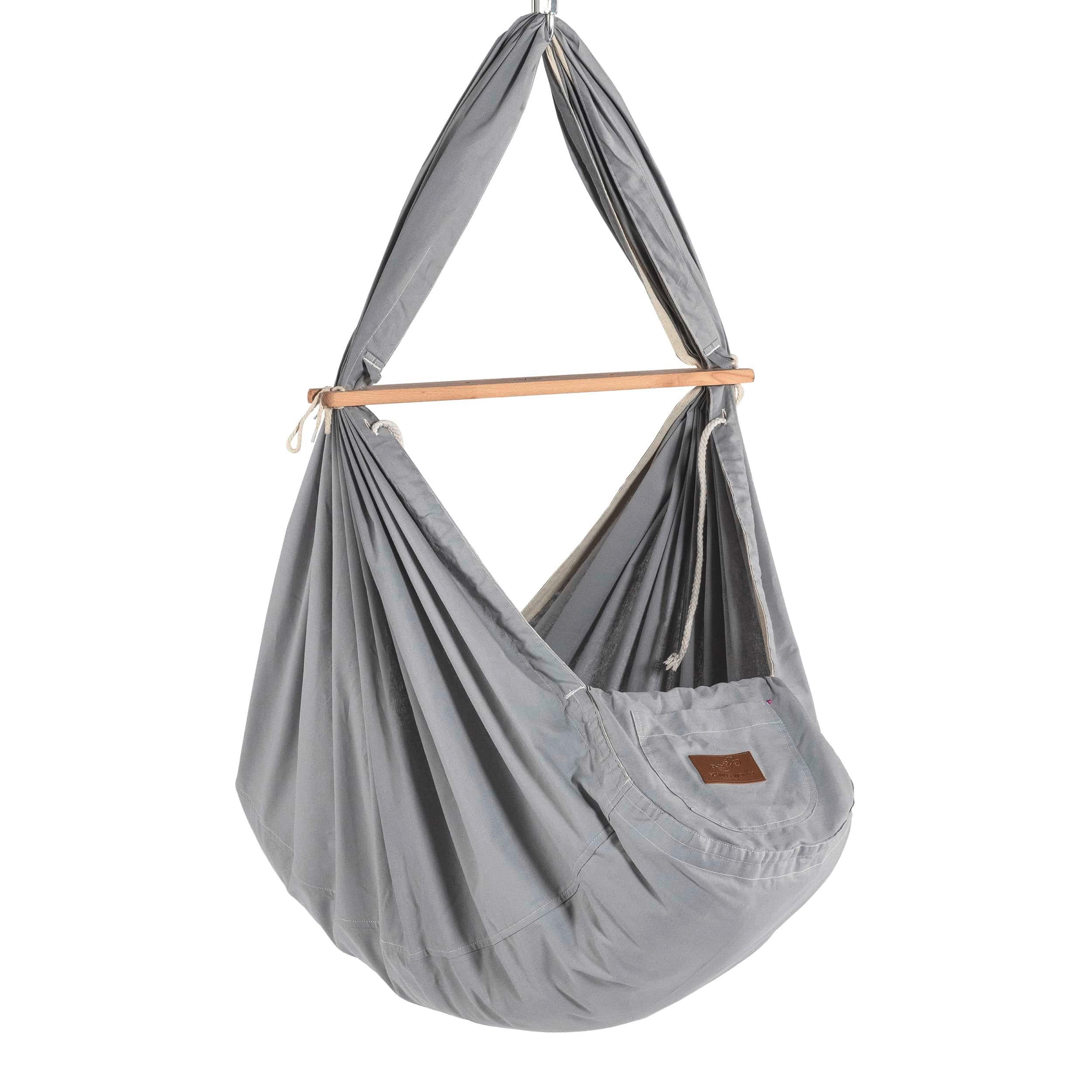FEDERWIEGE Set inkl. Tipi-Gestell Buche  Grau, Weiß  - Weiß/Grau, Basics, Holz/Textil (135/194/135cm) - SCHMUSEWOLKE