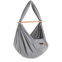 FEDERWIEGE Set inkl. Deckenbefestigung Buche  Grau  - Grau, Basics, Holz/Textil (137/30/147cm) - SCHMUSEWOLKE