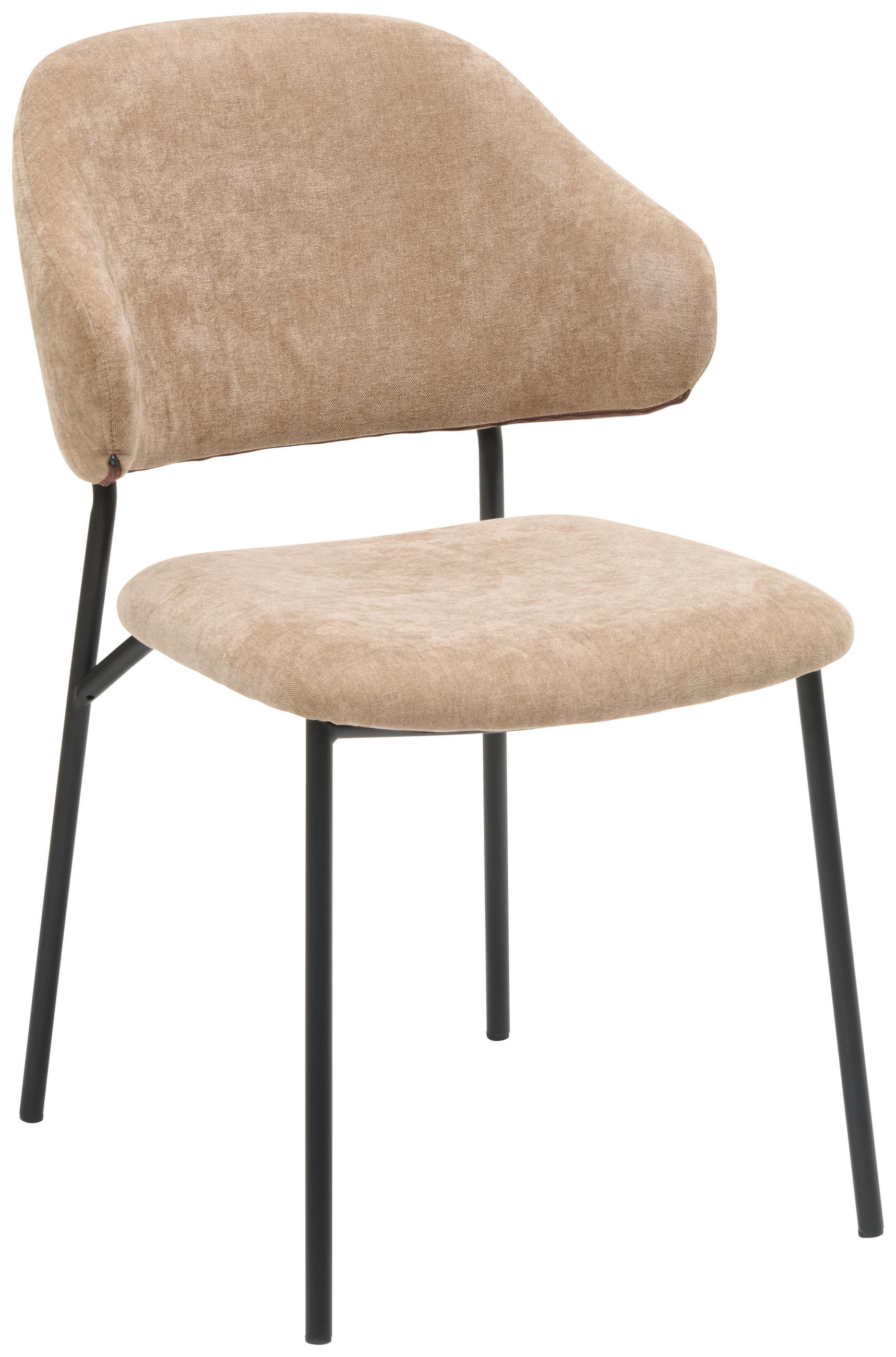 STUHL  in Eisen Mikrofaser Metall, Textil  - Schwarz/Braun, KONVENTIONELL, Textil/Metall (52/83/61cm) - MID.YOU