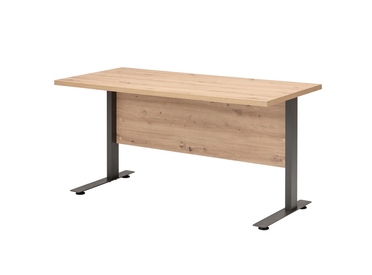 PISALNA MIZA leseni material hrast artisan  - antracit/hrast artisan, Moderno, kovina/leseni material (150/80/76cm) - Carryhome