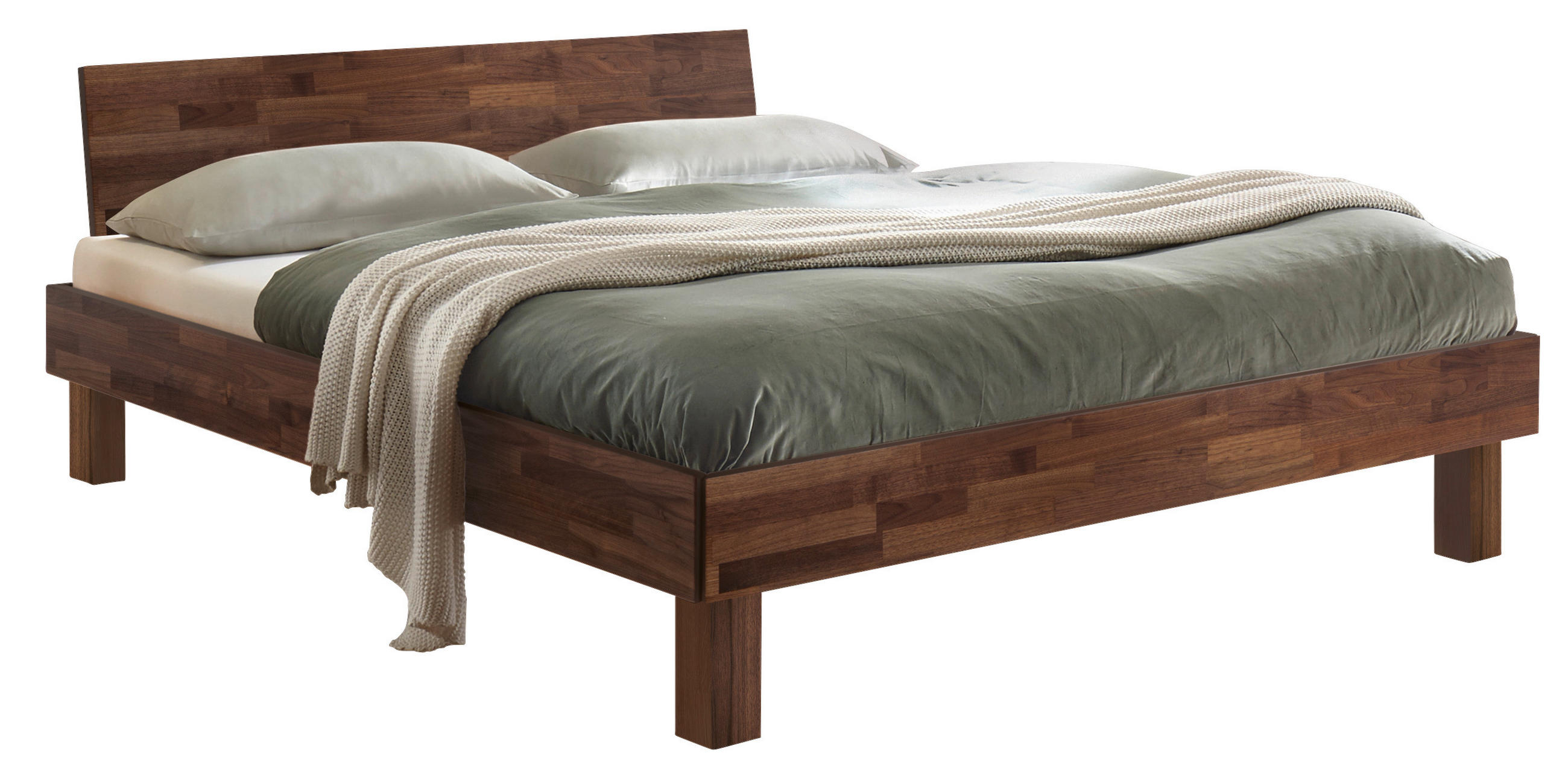 BETT 200/200 cm,  in Nussbaumfarben,  - Nussbaumfarben, Natur, Holz (200/200cm) - Hasena