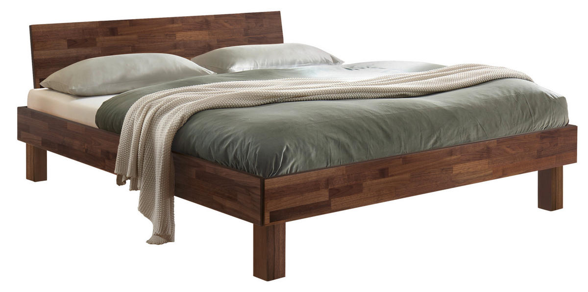 BETT 200/200 cm,  in Nussbaumfarben,  - Nussbaumfarben, Natur, Holz (200/200cm) - Hasena