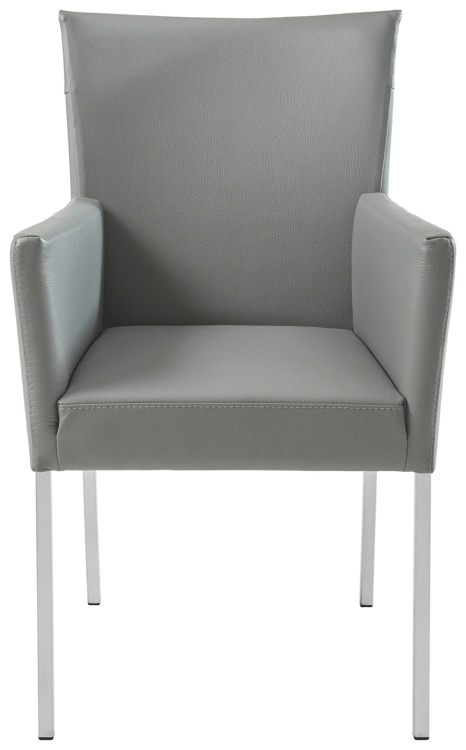 Thumbnail - Musterring Armlehnstuhl Nova, Edelstahl, Dunkelgrau, Metall, Leder, Echtleder, Rindleder, eckig, 59x91x65 cm, Esszimmer,...