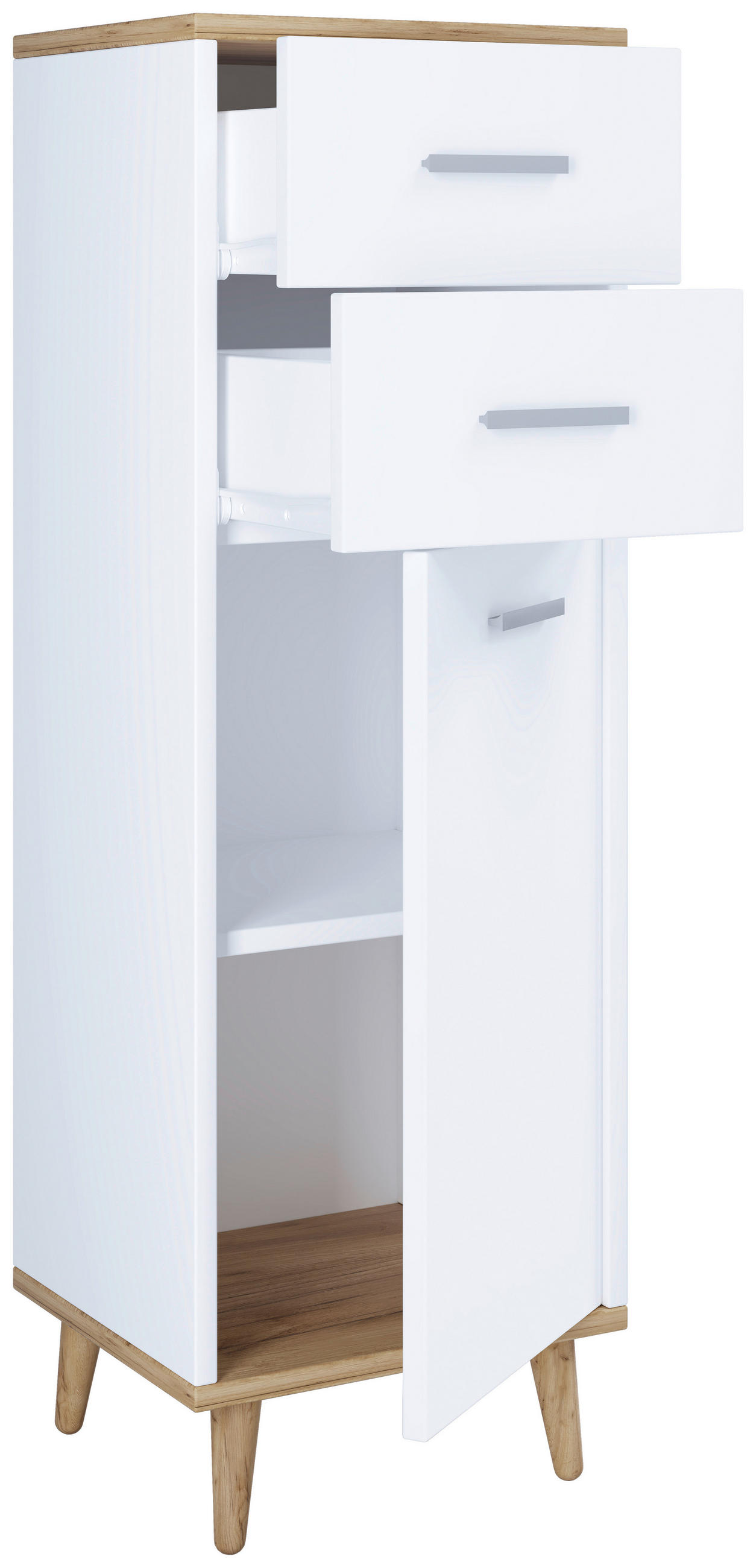 MIDISCHRANK 32/97/28 cm  - Weiss/Eichefarben, Modern, Holzwerkstoff/Kunststoff (32/97/28cm) - MID.YOU