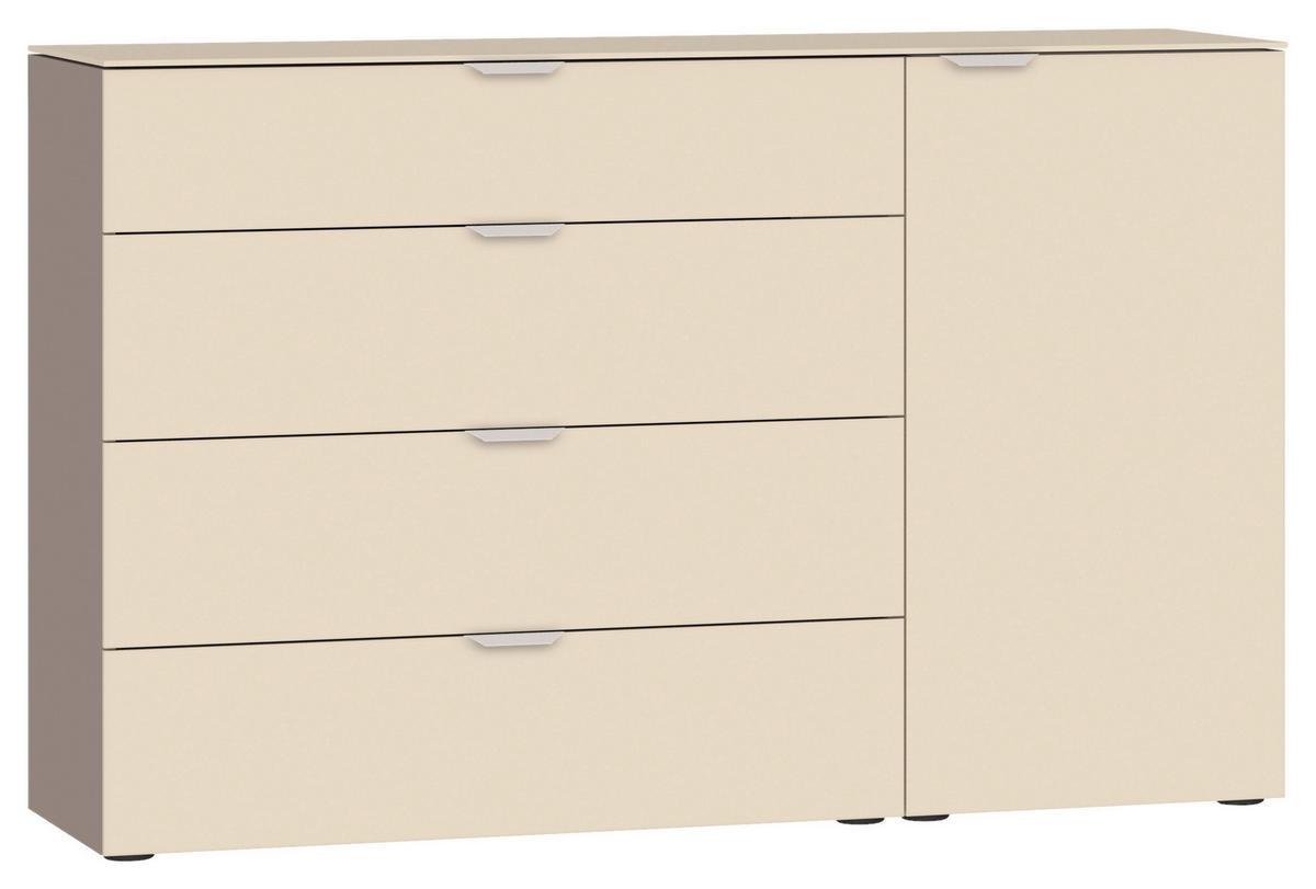 SIDEBOARD  in 135/87/43 cm  - Hellbraun/Edelstahlfarben, Design, Glas/Holzwerkstoff (135/87/43cm) - Jutzler