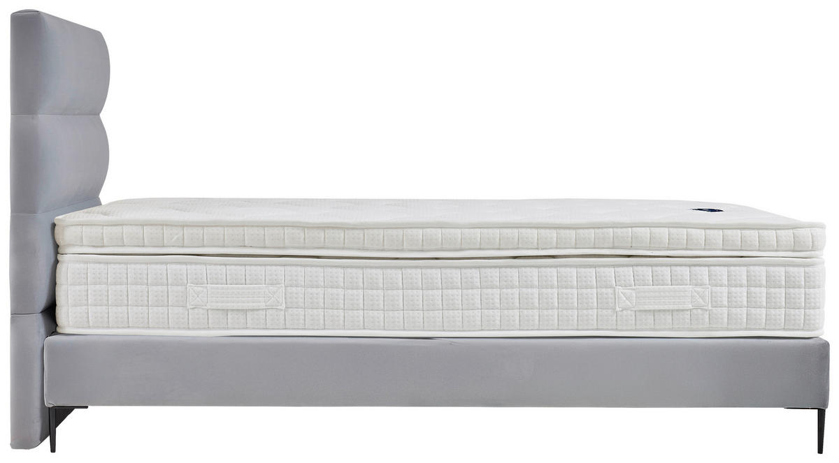 BOXSPRING-ÁGY 120/200 cm  világosszürke  - világosszürke/natúr színű, Modern, faalapú anyag/textil (120/200cm) - MID.YOU