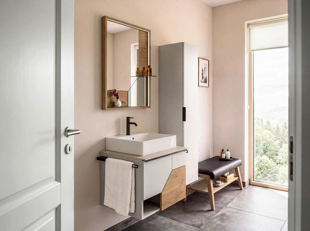 WASCHTISCHKOMBI 64 cm  - Taupe/Wildeiche, LIFESTYLE, Holz/Keramik (64cm) - Voglauer