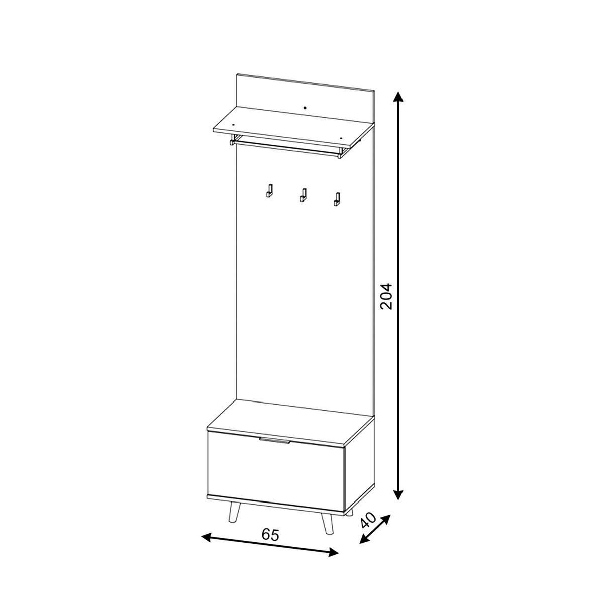 GARDEROBE  in 65/204/40 cm  - Eichefarben/Graphitfarben, Design, Holzwerkstoff (65/204/40cm) - Boxxx