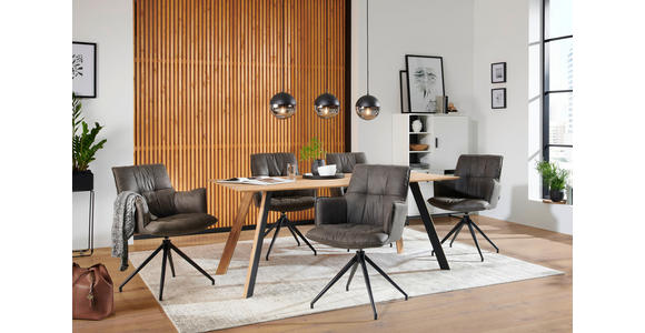 ESSTISCH in Holz 180/90/75 cm  - Eichefarben/Schwarz, Design, Holz/Metall (180/90/75cm) - Linea Natura