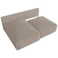 ECKSOFA Beige Cord Zierkissen, Rückenkissen, Schlaffunktion, Rücken echt  - Beige/Schwarz, MODERN, Kunststoff/Textil (153/200cm) - Xora