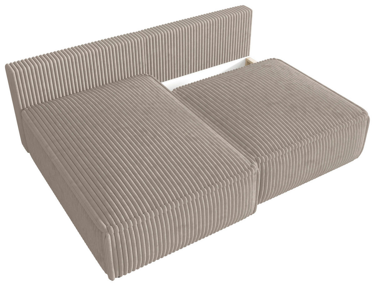 ECKSOFA Beige Cord Zierkissen, Rückenkissen, Schlaffunktion, Rücken echt  - Beige/Schwarz, MODERN, Kunststoff/Textil (153/200cm) - Xora
