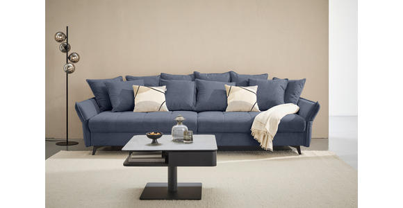 BIGSOFA  in Webstoff Blau  - Blau/Schwarz, KONVENTIONELL, Textil/Metall (282/94/127cm) - Ambia Home