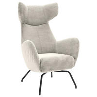 OHRENSESSEL in Cord Weiss  - Weiss/Schwarz, Design, Textil/Metall (79/117/82cm) - Lomoco