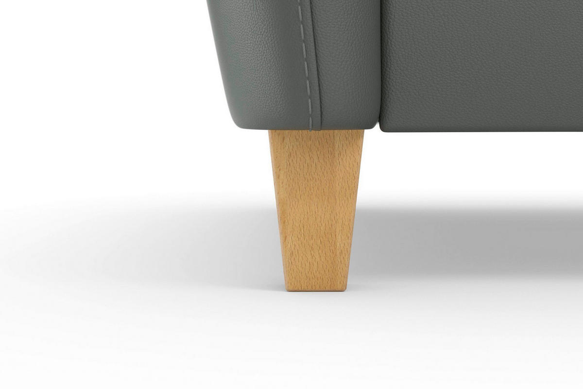 3-SITZER-SOFA Echtleder Anthrazit  - Eichefarben/Anthrazit, Basics, Leder/Holz (179/89/89cm) - Sit & More