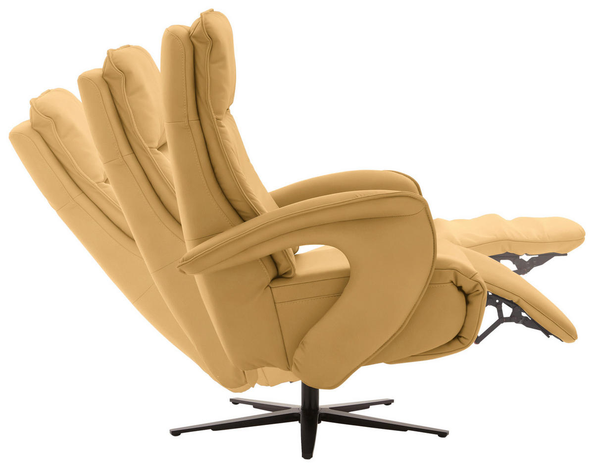RELAXSESSEL in Leder Gelb  - Gelb/Schwarz, Design, Leder/Metall (77/110/87cm) - Valdera