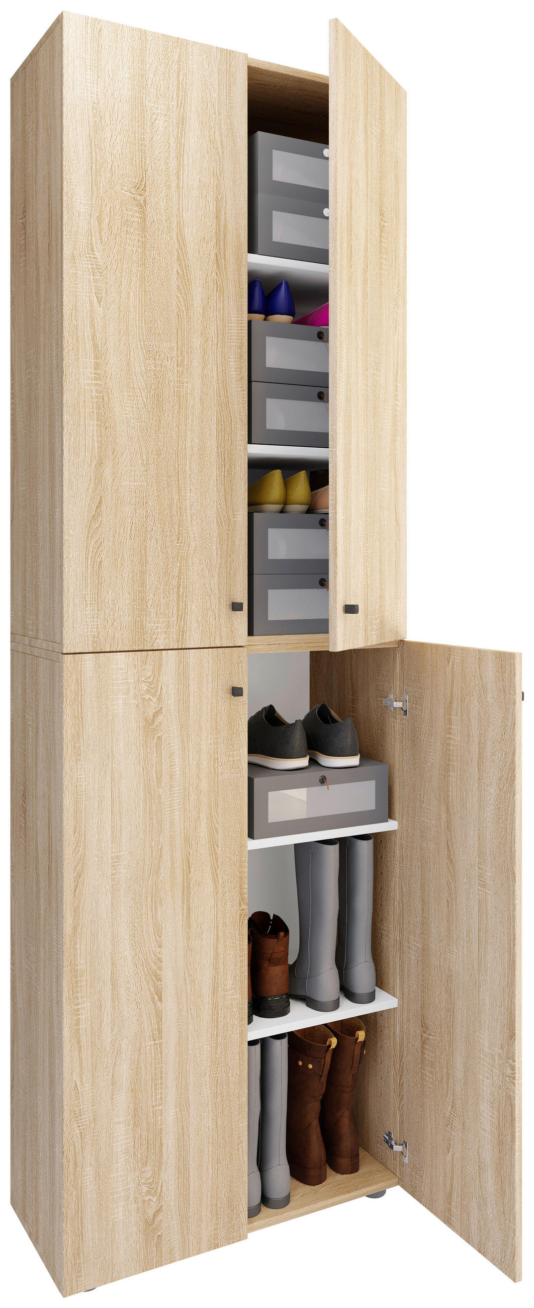 SCHUHSCHRANK Lona  in 70/220/40 cm  - Silberfarben/Schwarz, Design, Holzwerkstoff/Kunststoff (70/220/40cm) - MID.YOU