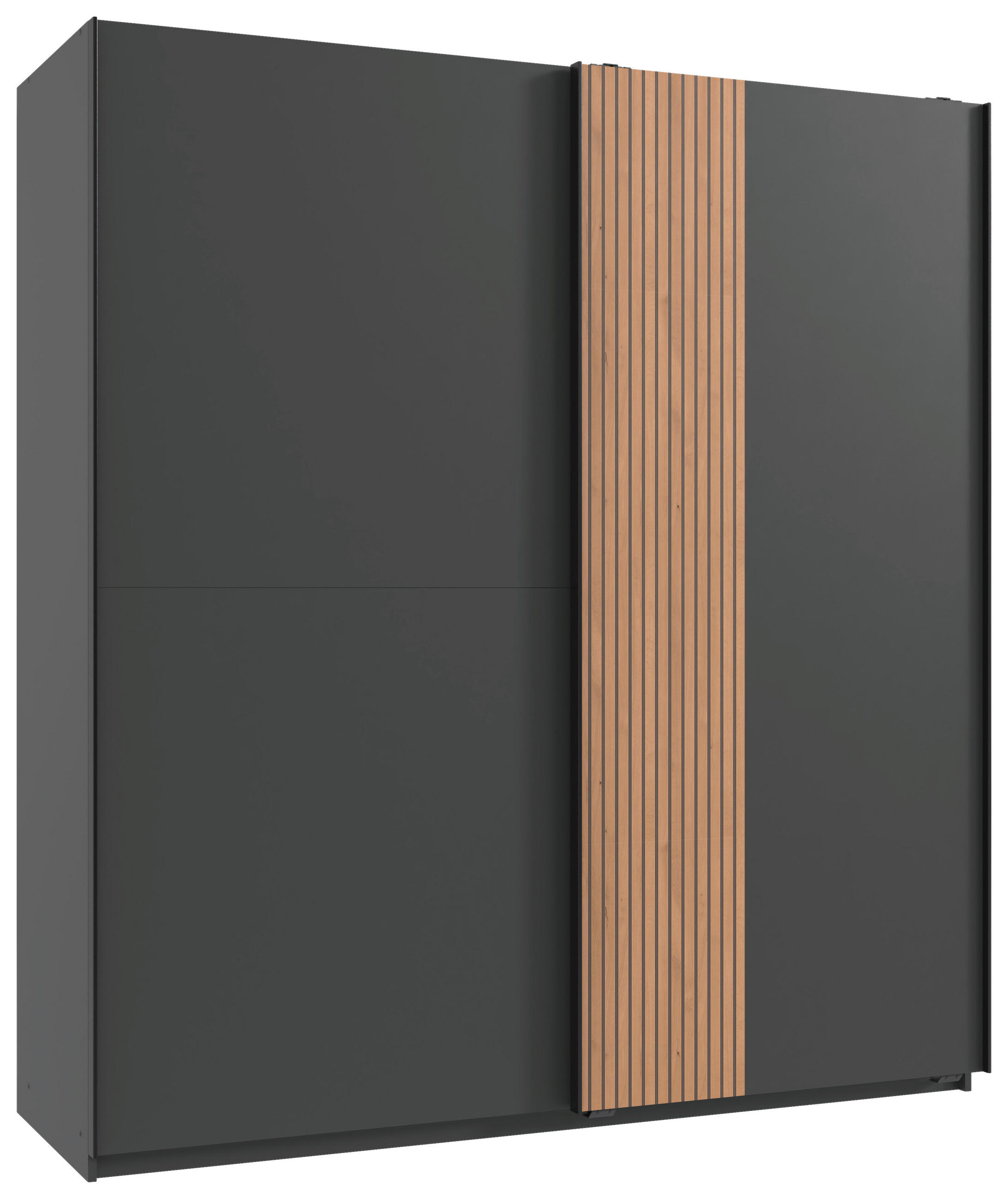 SCHWEBETÜRENSCHRANK 2-türig Graphitfarben, Eiche Artisan  - Schwarz/Graphitfarben, Trend, Holzwerkstoff/Metall (180/198/65cm) - Boxxx