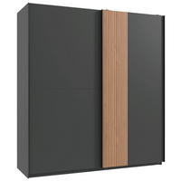 SCHWEBETÜRENSCHRANK 2-türig Graphitfarben, Eiche Artisan  - Schwarz/Graphitfarben, Trend, Holzwerkstoff/Metall (180/198/65cm) - Boxxx
