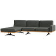 ECKSOFA in Flachgewebe Hellgrau  - Hellgrau/Schwarz, Natur, Holz/Textil (170/326cm) - Valnatura