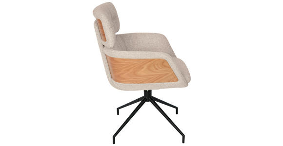 ARMLEHNSTUHL  Wippfunktion, Sitzfläche 360° drehbar, automatische Rückholfunktion Webstoff  - Taupe/Eichefarben, Design, Holz/Textil (62/92/66cm) - Dieter Knoll