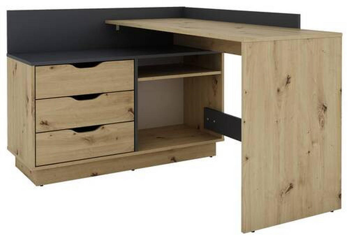 ECKSCHREIBTISCH 129/105/84 cm  in Anthrazit, Eiche Artisan  - Anthrazit/Eiche Artisan, LIFESTYLE, Holzwerkstoff (129/105/84cm) - MID.YOU
