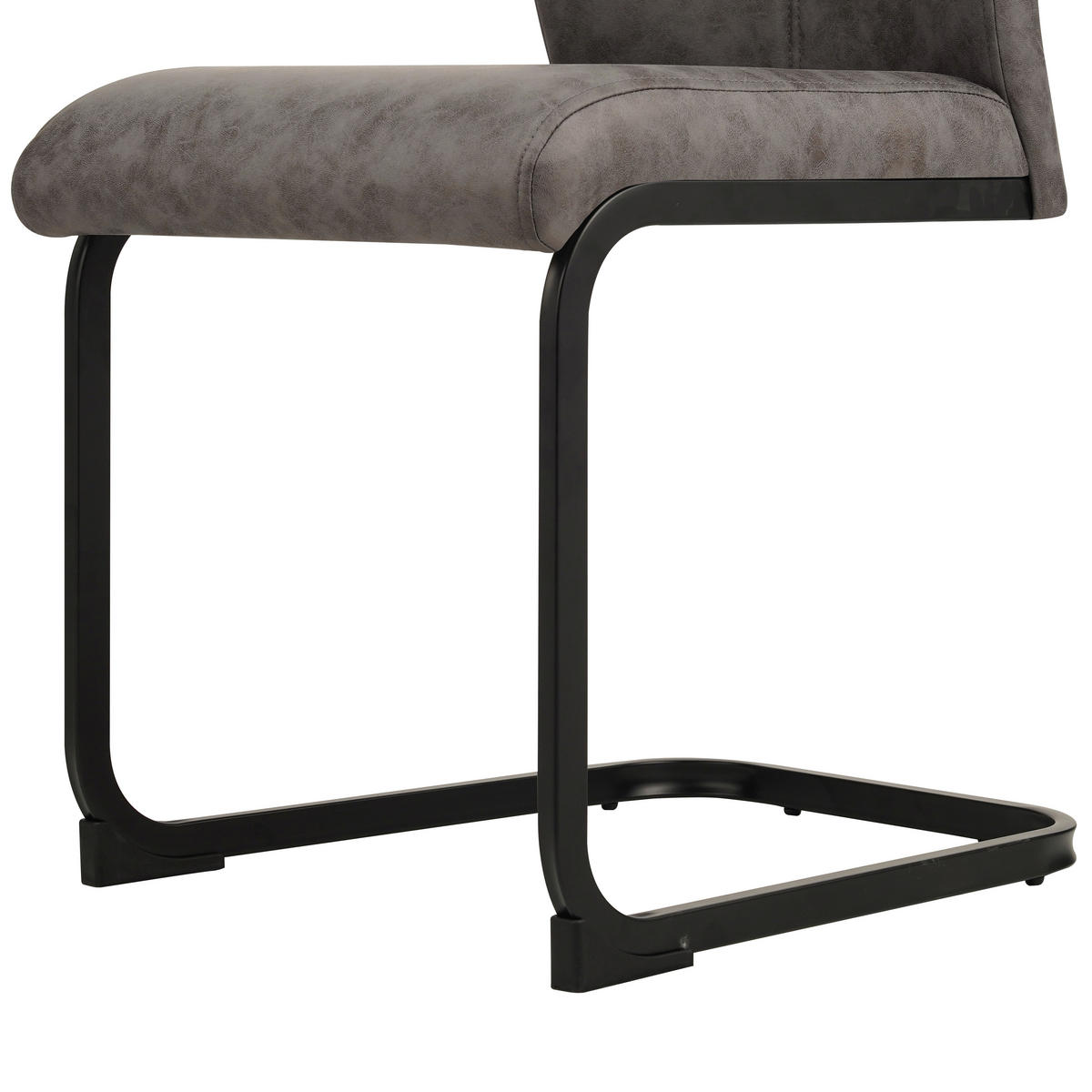 SCHWINGSTUHL  in Eisen Mikrofaser  - Schwarz/Grau, Design, Textil/Metall (43/97/57cm) - Xora