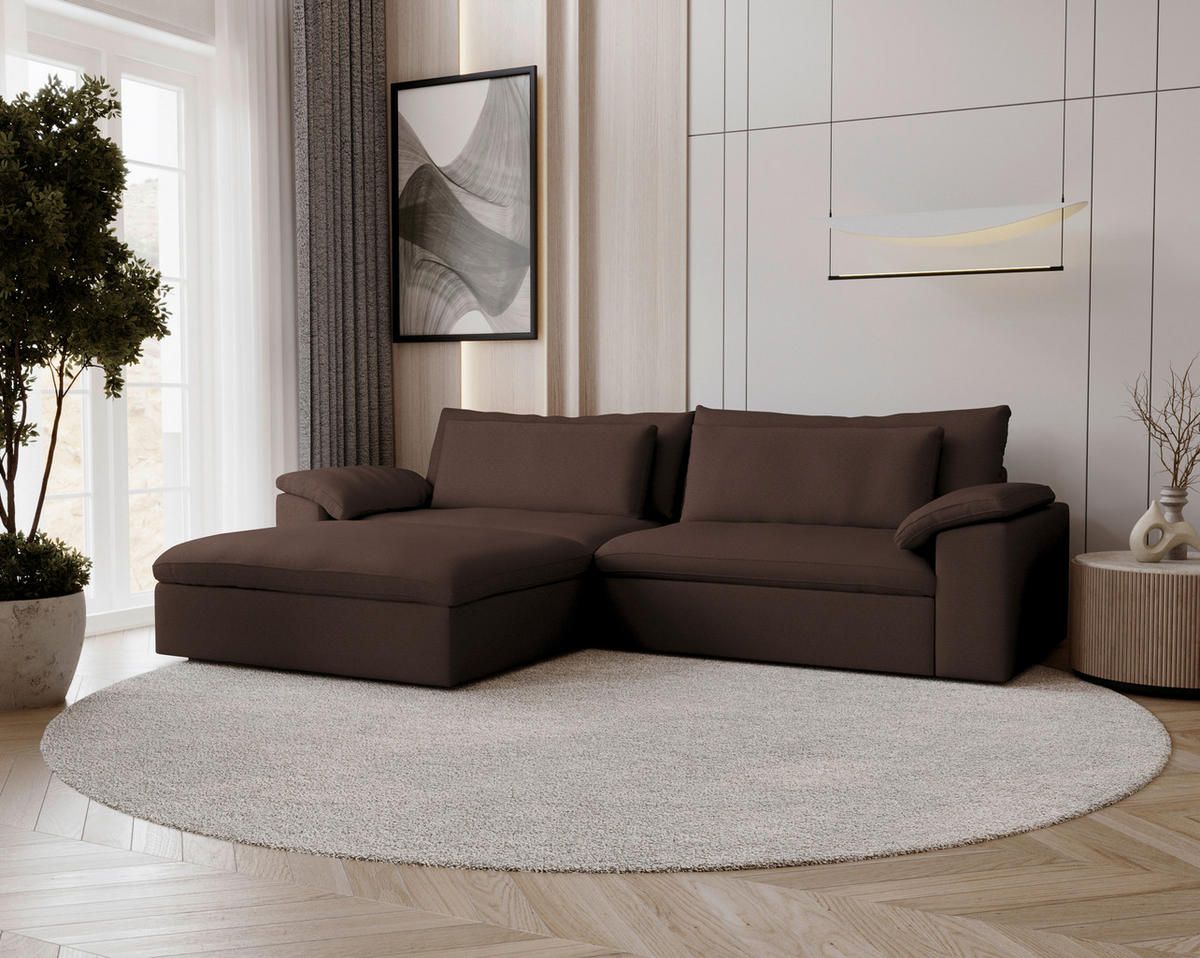 ECKSOFA  Chenille Braun  - Schwarz/Braun, Modern, Kunststoff/Textil (198/306cm) - Carryhome