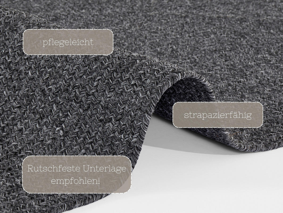 OUTDOORTEPPICH 80/150 cm Braided Anthrazit  - Anthrazit, Design, Kunststoff (80/150cm)
