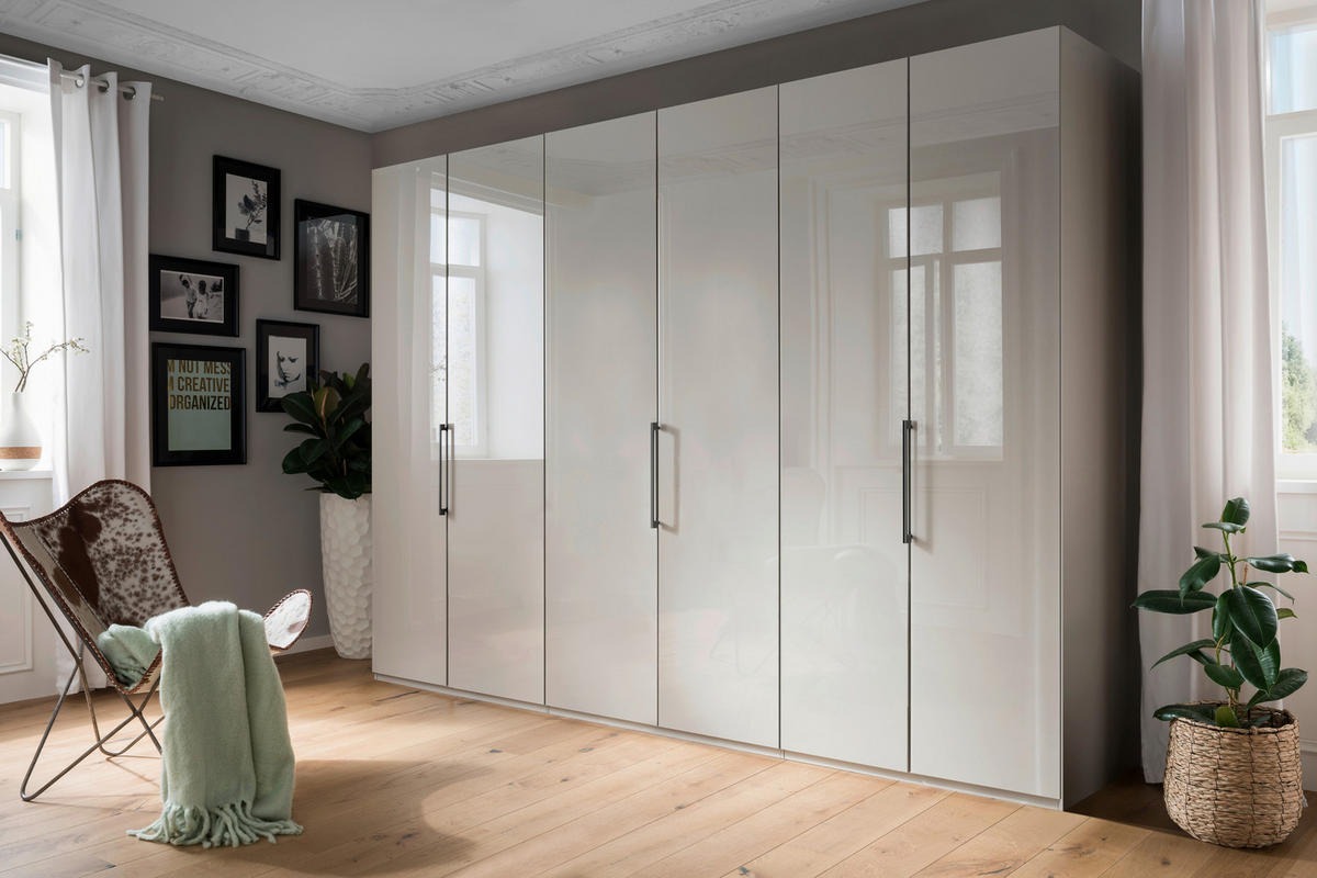 FALTTÜRENSCHRANK 300/236/58 cm 6-türig Grau  - Schieferfarben/Grau, KONVENTIONELL, Glas/Holzwerkstoff (300/236/58cm) - Novel