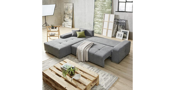 ECKSOFA in Webstoff Blau, Grau  - Blau/Silberfarben, MODERN, Kunststoff/Textil (194/280cm) - Carryhome