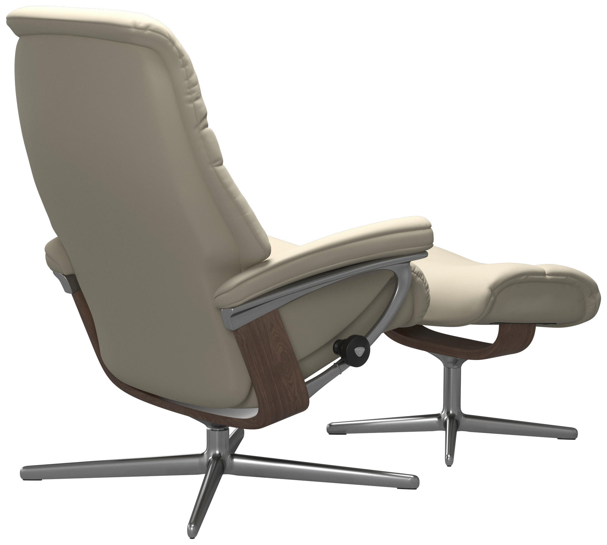 RELAXSESSELSET Echtleder Relaxfunktion, Hocker - Beige/Walnussfarben, Design, Leder/Holz (83/105/74cm) - Stressless