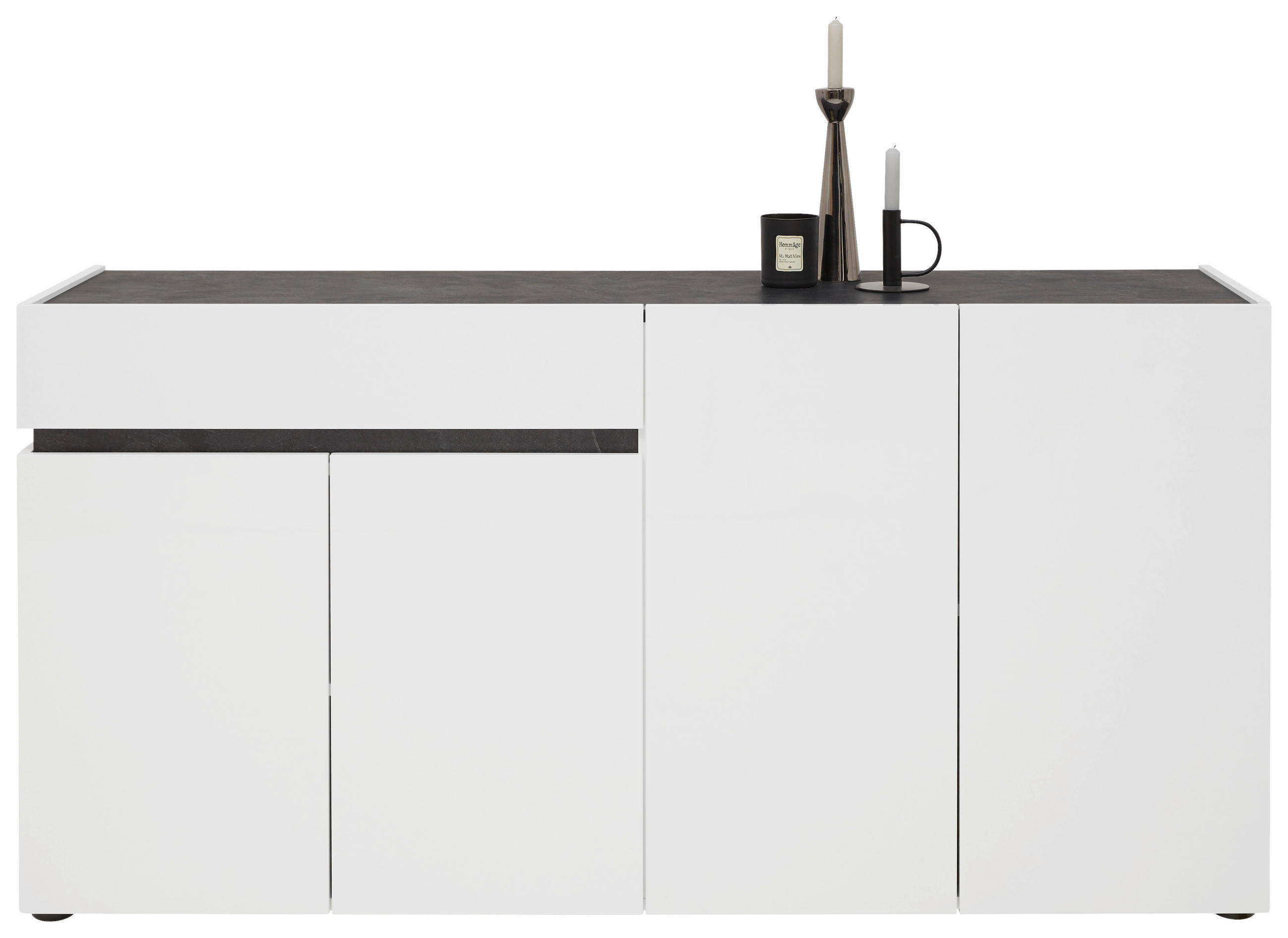 SIDEBOARD Anthrazit, Weiß Einlegeböden  - Anthrazit/Schwarz, Design, Holzwerkstoff/Kunststoff (160,2/80,1/42,6cm) - Voleo