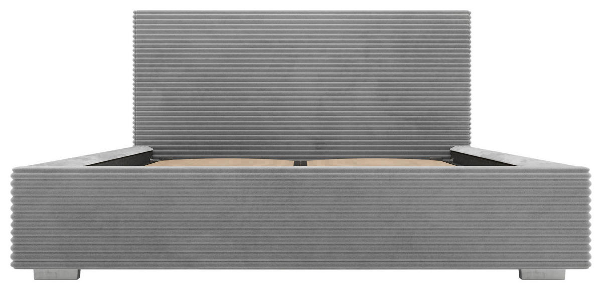 POLSTERBETT Lattenrost, Bettkasten 120/200 cm  in Grau  - Schwarz/Alufarben, Design, Holz/Kunststoff (120/200cm) - Boxxx
