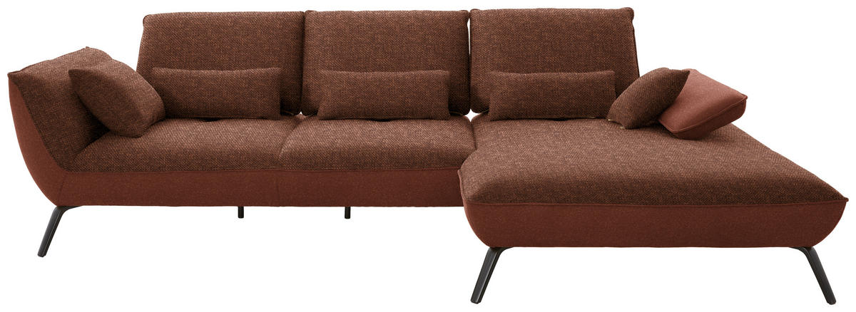 ECKSOFA  in Flachgewebe Kupferfarben  301/191 cm  - Schwarz/Kupferfarben, Design, Textil/Metall (301/191cm) - Moderano