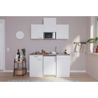 MINIKÜCHE 150 cm   in Weiss  - Weiss/Edelstahlfarben, Basics, Holzwerkstoff/Kunststoff (150cm) - Respekta