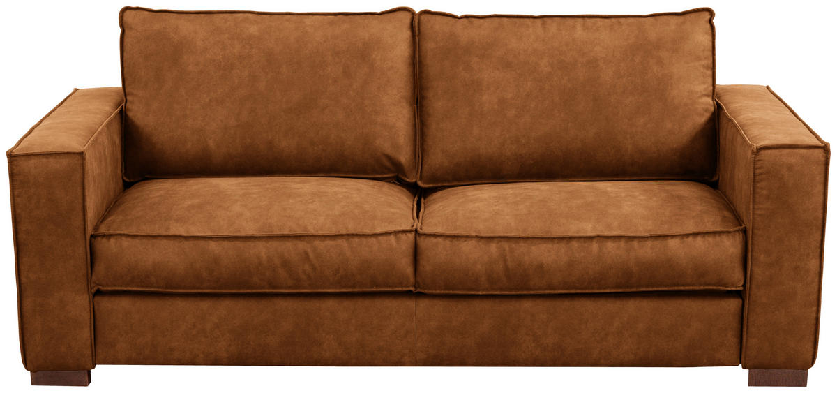 SCHLAFSOFA in Mikrofaser Cognac  - Cognac/Dunkelbraun, Design, Holz/Textil (203/85/99cm) - MID.YOU