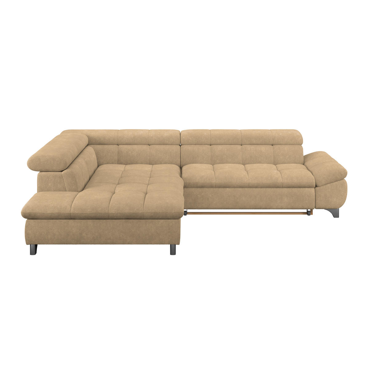 ECKSOFA Sandfarben Chenille  - Sandfarben/Chromfarben, KONVENTIONELL, Textil/Metall (234/312cm) - Livetastic
