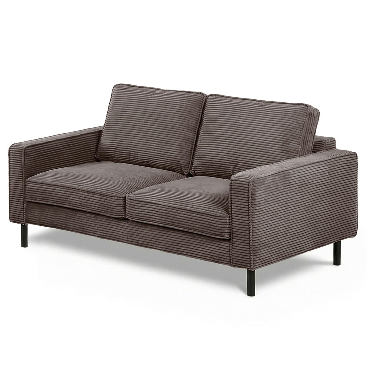 2,5-SITZER  in Cord Taupe Modern  - Taupe/Schwarz, Design, Textil/Metall (168/85/92cm) - Livetastic
