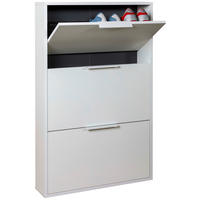 OMARA Z LOPUTAMI ZA ČEVLJE bela, visoki sijaj - bela/visoki sijaj, Design, leseni material (65/120/25cm) - Carryhome