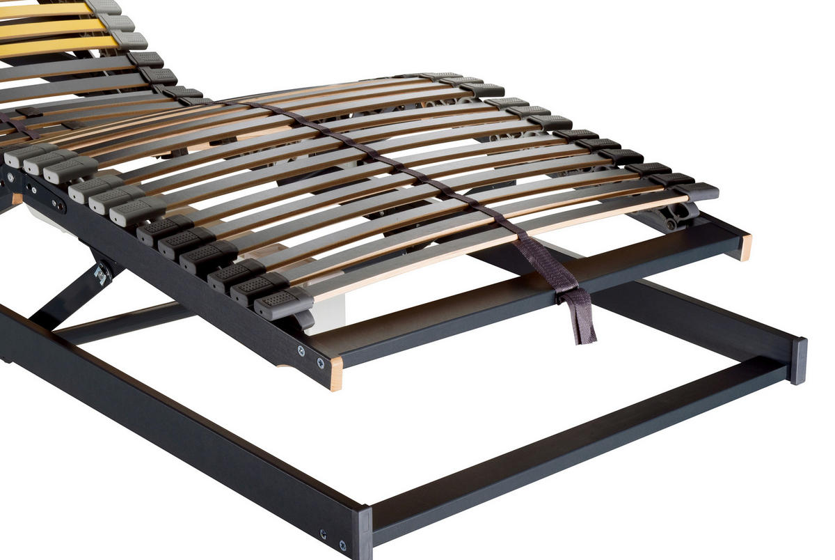ELEKTRISCHER LATTENROST 90/200 cm Kopfteil, Fussteil, Mittelzone verstellbar, Birke  - Anthrazit/Gelb, Basics, Holz/Kunststoff (90/200cm) - Novel