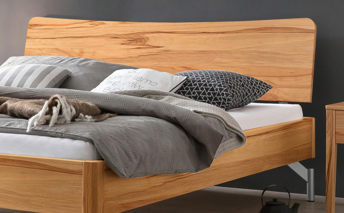 BETT 140/200 cm  in Buchefarben, Alufarben  - Buchefarben/Alufarben, Design, Holz/Metall (140/200cm) - Hasena