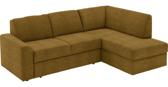 ECKSOFA in Webstoff Dunkelgelb  - Dunkelgelb/Schwarz, KONVENTIONELL, Kunststoff/Textil (224/165cm) - Xora