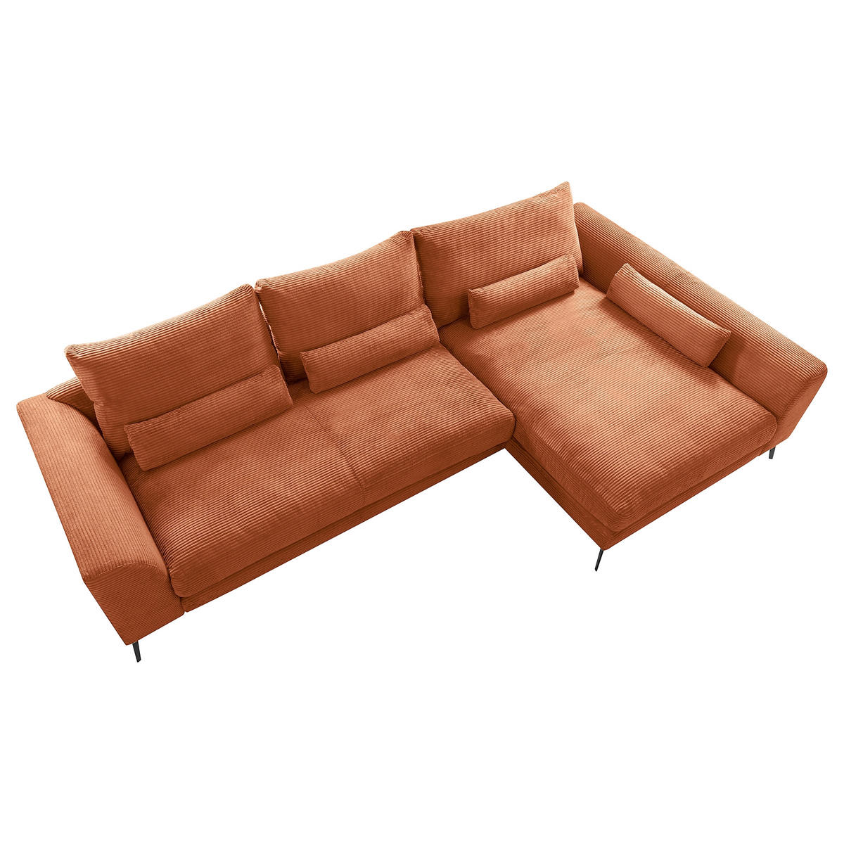 ECKSOFA Kupferfarben Cord Nierenkissen, Rückenkissen  - Schwarz/Kupferfarben, Design, Textil/Metall (313/172cm) - P & B