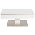 COUCHTISCH rechteckig Weiß, Edelstahlfarben 100/60/42,5 cm  - Edelstahlfarben/Weiß, Design, Holzwerkstoff/Metall (100/60/42,5cm) - Carryhome