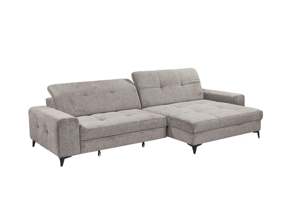 ECKSOFA SORELLA in Mikrovelours Taupe Kopfteilverstellung, Sitztiefenverstellung  328/182 cm  - Taupe/Schwarz, Design, Kunststoff/Textil (328/182cm) - MID.YOU